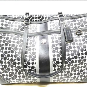 Coach Black & White Diaper Laptop Travel Bag